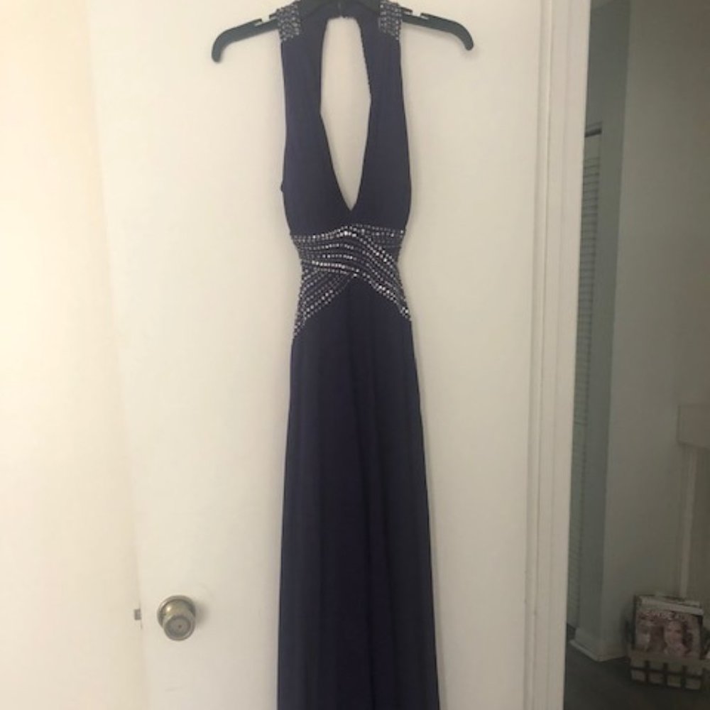 Purple backless gown